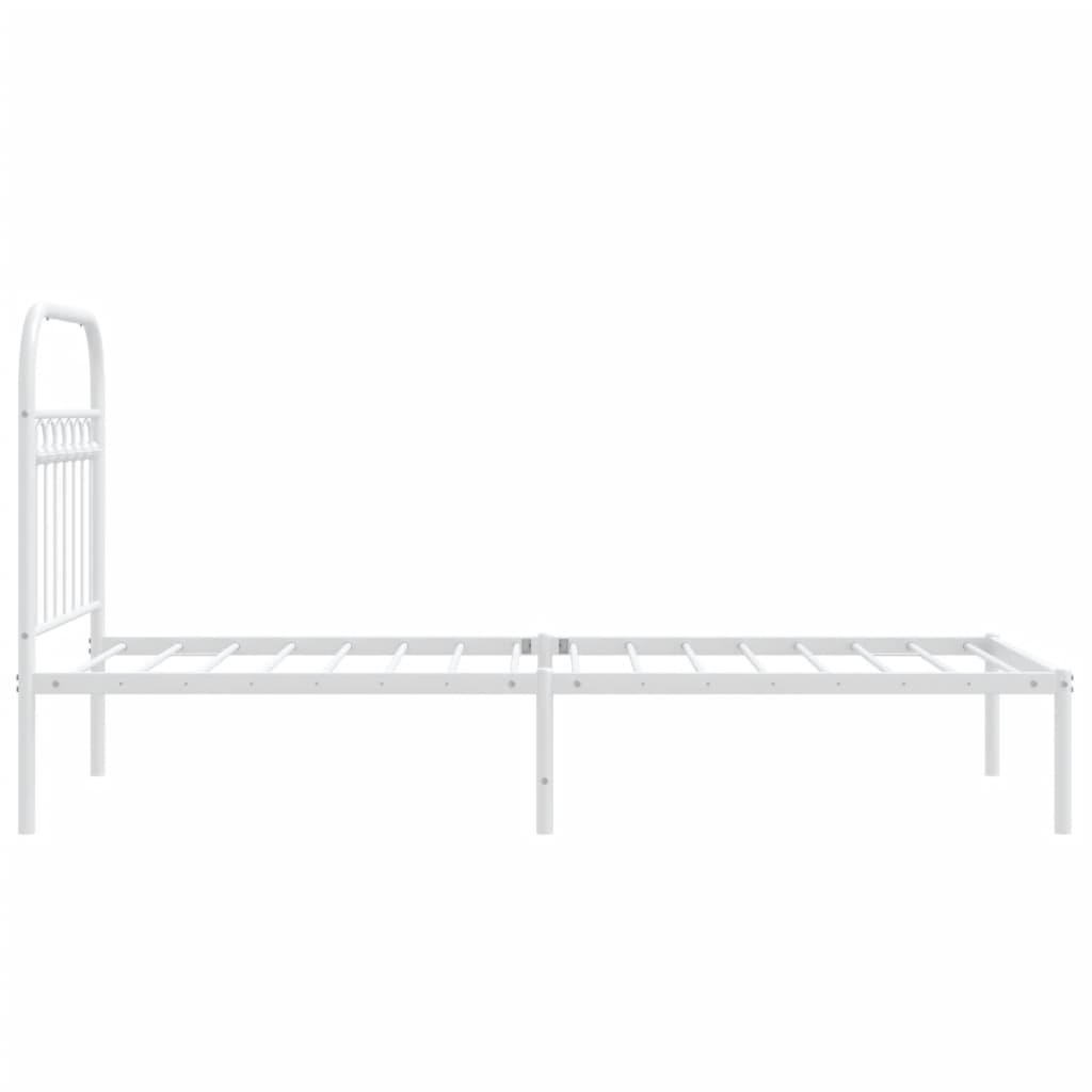 Bedframe met hoofdbord metaal wit 80x200 cm