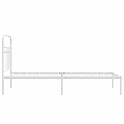 Bedframe met hoofdbord metaal wit 80x200 cm