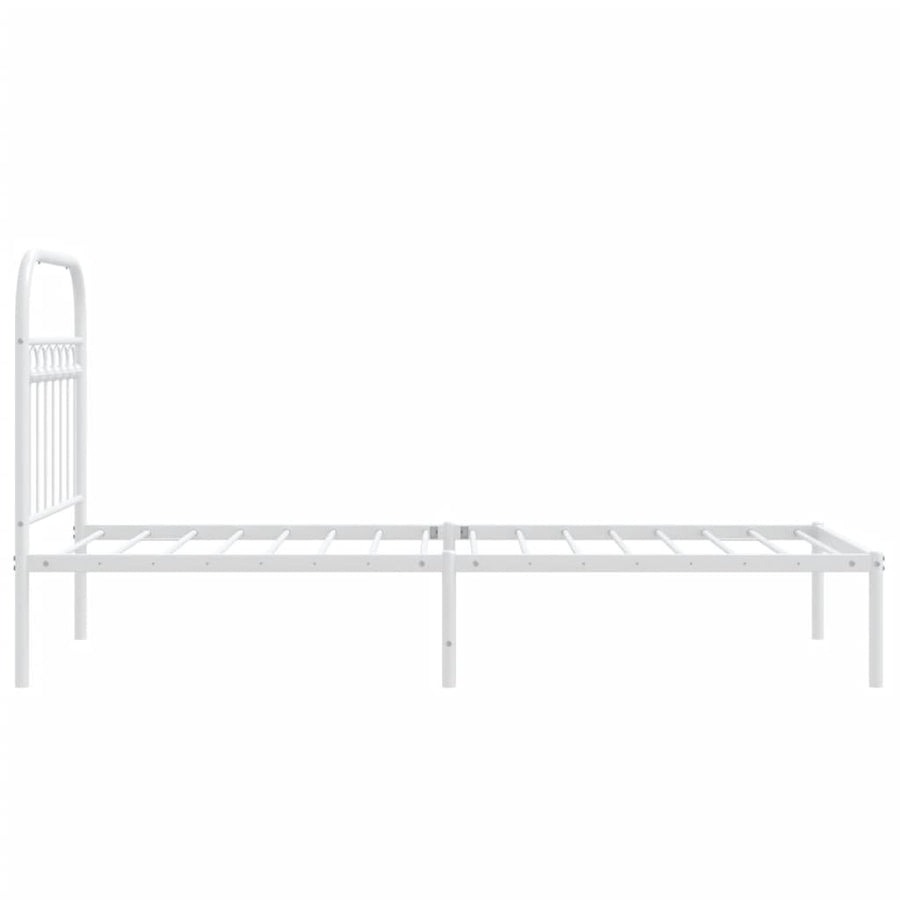 Bedframe met hoofdbord metaal wit 80x200 cm