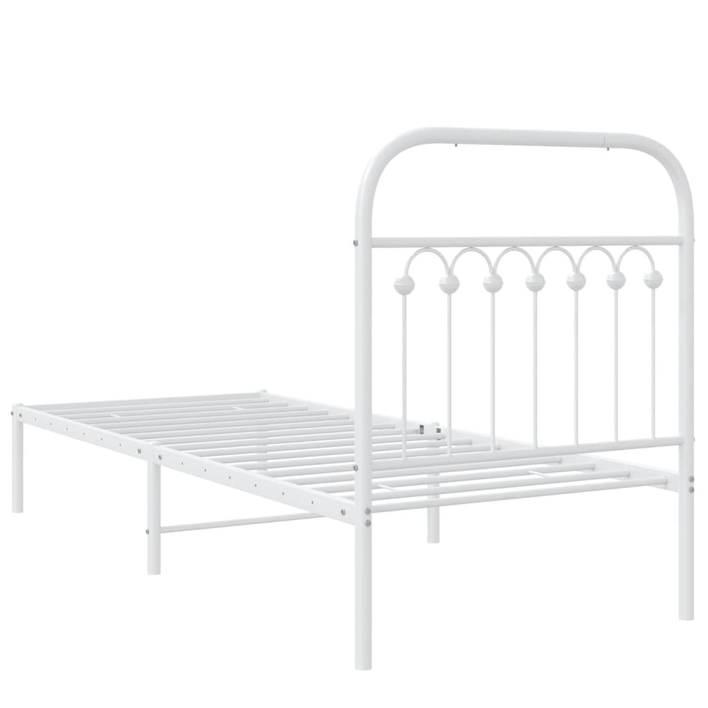 Bedframe met hoofdbord metaal wit 80x200 cm