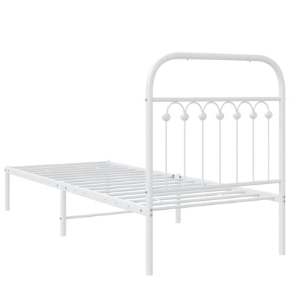 Bedframe met hoofdbord metaal wit 80x200 cm