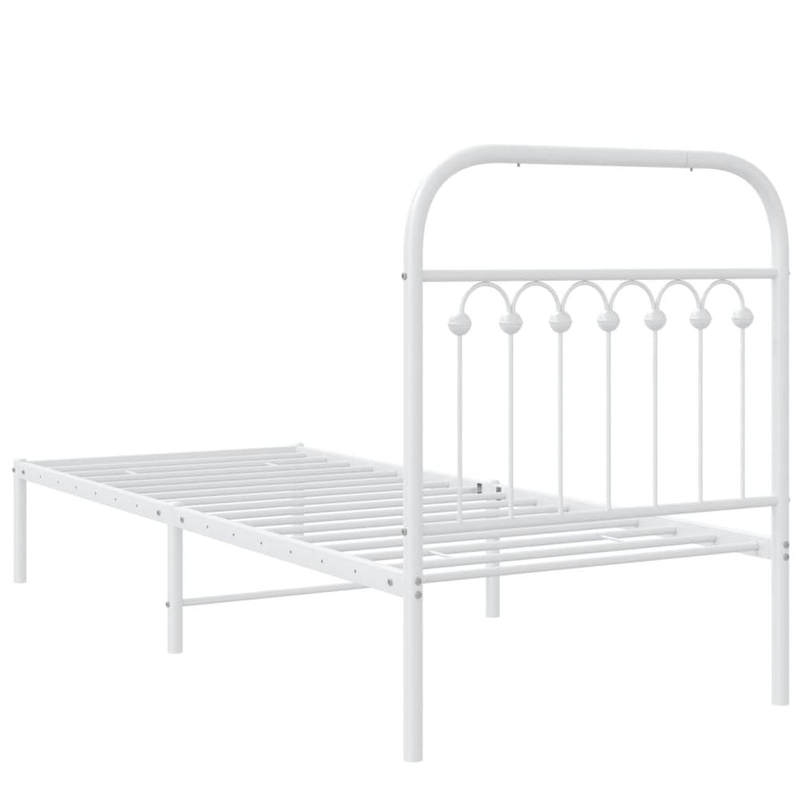 Bedframe met hoofdbord metaal wit 80x200 cm