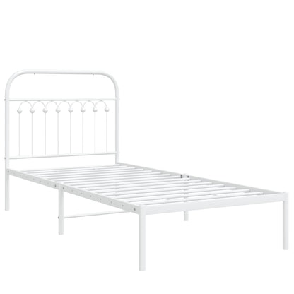Bedframe met hoofdbord metaal wit 90x190 cm