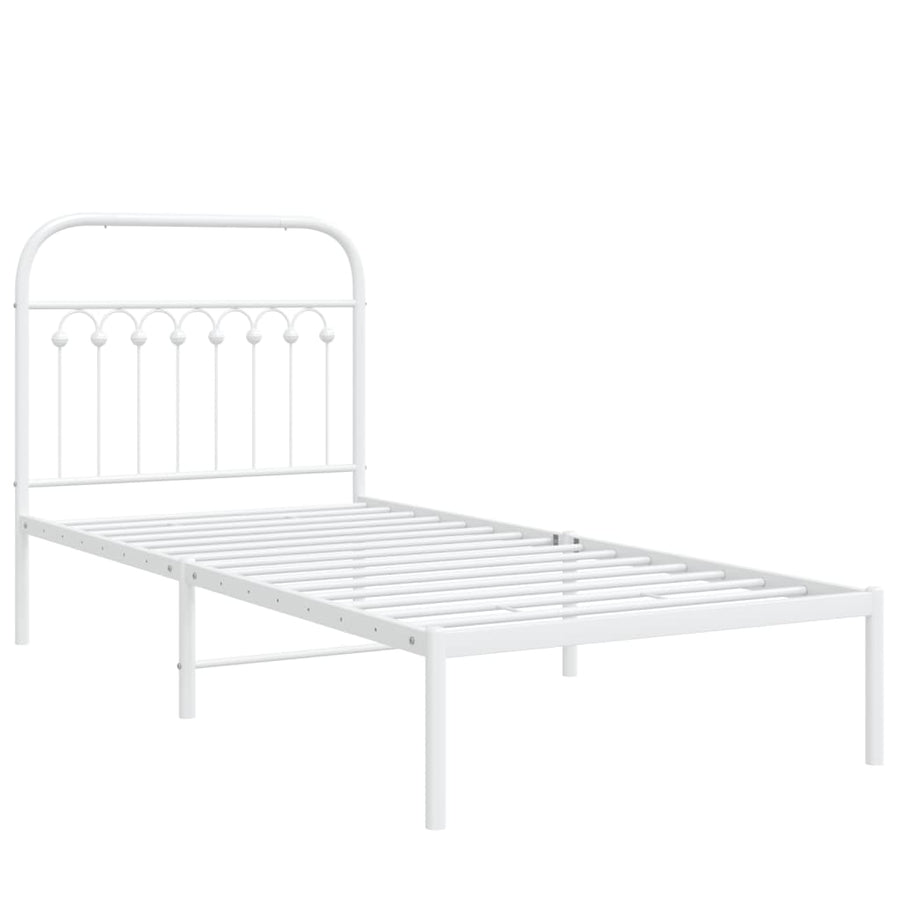 Bedframe met hoofdbord metaal wit 90x190 cm