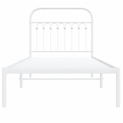 Bedframe met hoofdbord metaal wit 90x190 cm