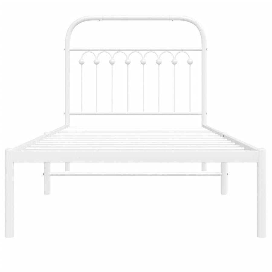 Bedframe met hoofdbord metaal wit 90x190 cm