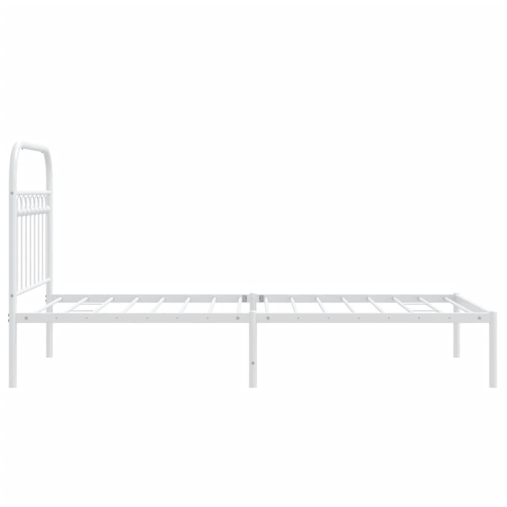 Bedframe met hoofdbord metaal wit 90x190 cm