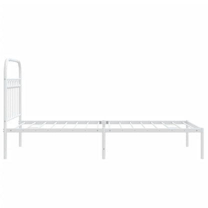Bedframe met hoofdbord metaal wit 90x190 cm