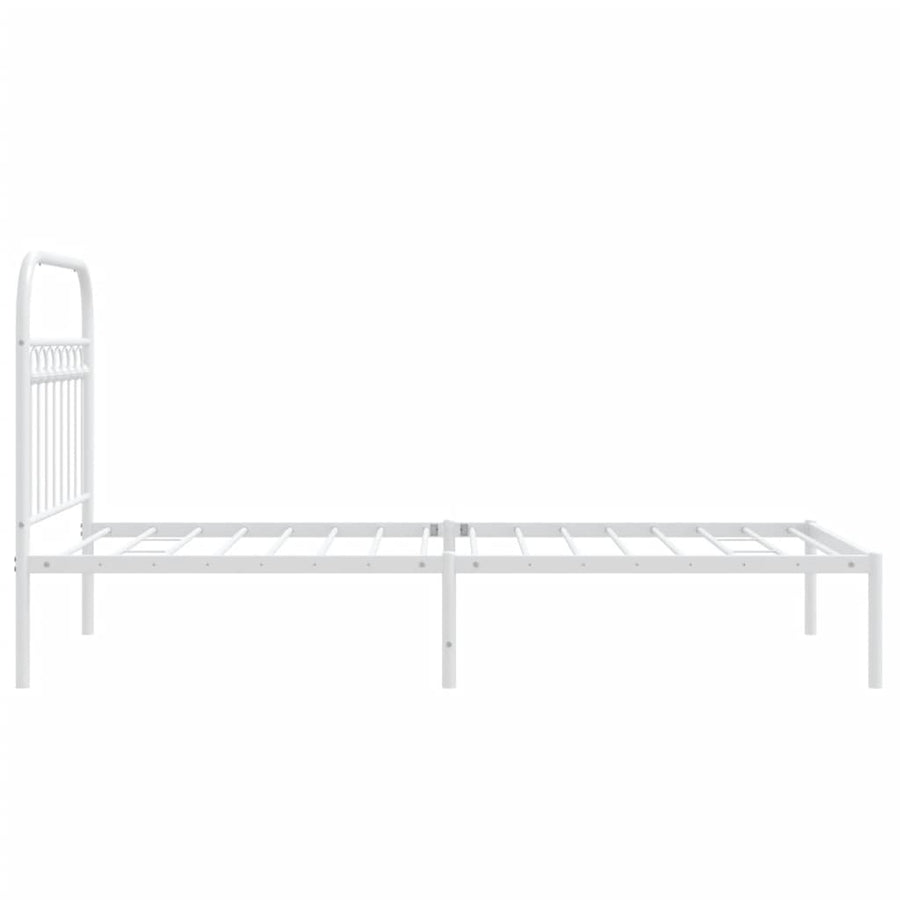 Bedframe met hoofdbord metaal wit 90x190 cm