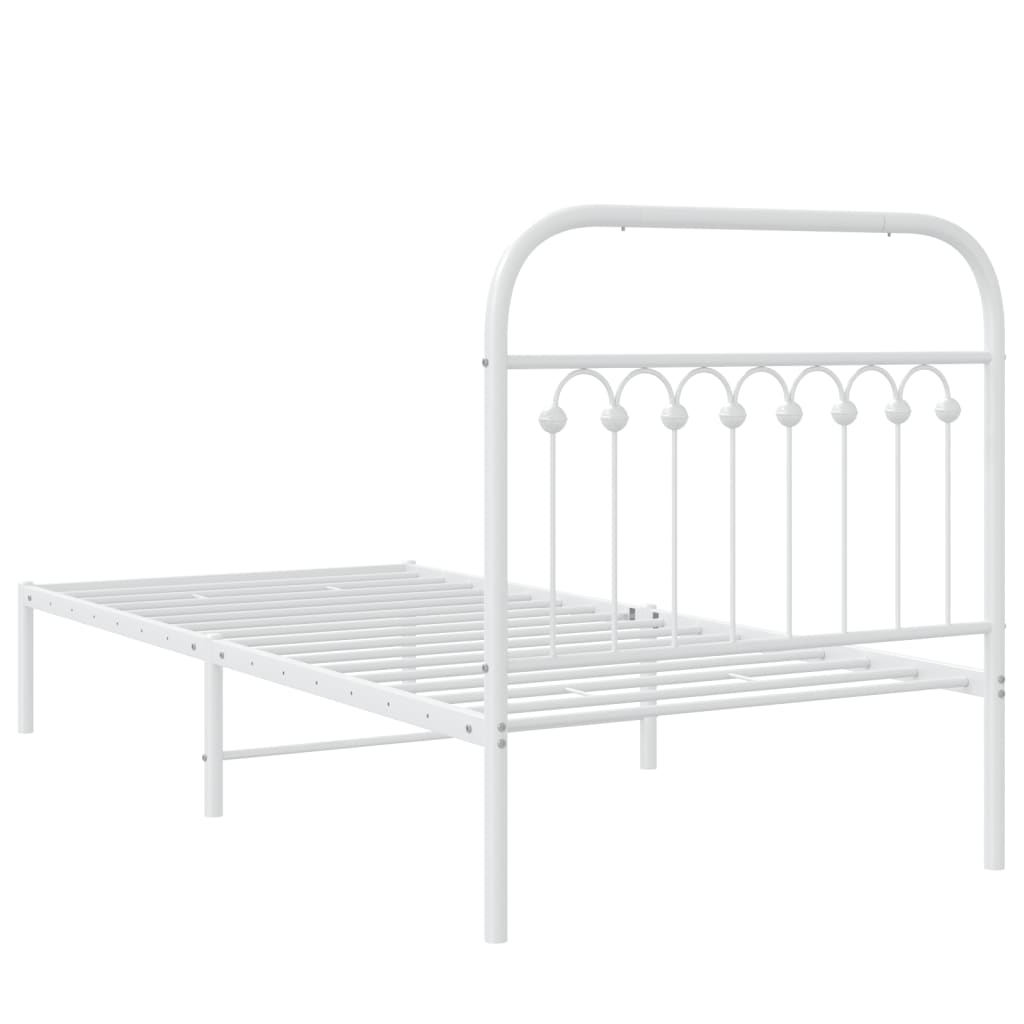 Bedframe met hoofdbord metaal wit 90x190 cm