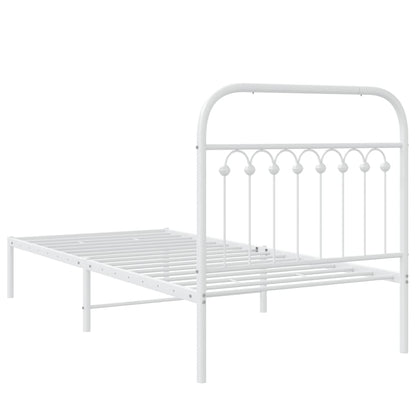Bedframe met hoofdbord metaal wit 90x190 cm