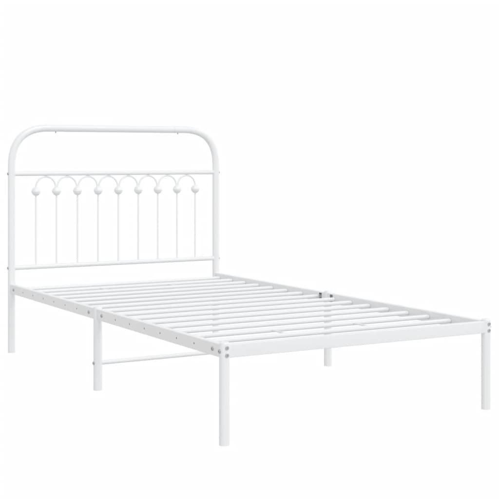 Bedframe met hoofdbord metaal wit 100x190 cm