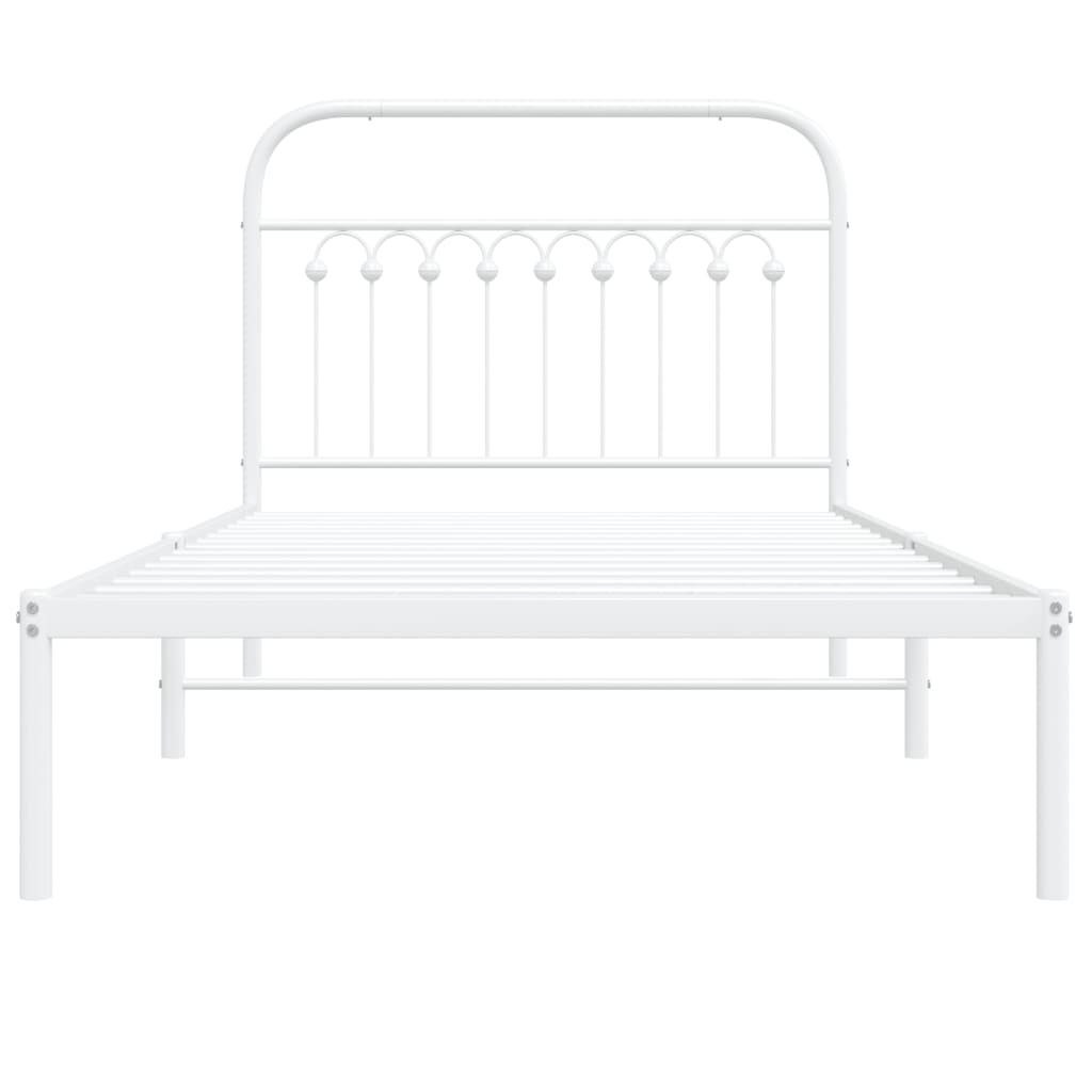 Bedframe met hoofdbord metaal wit 100x190 cm