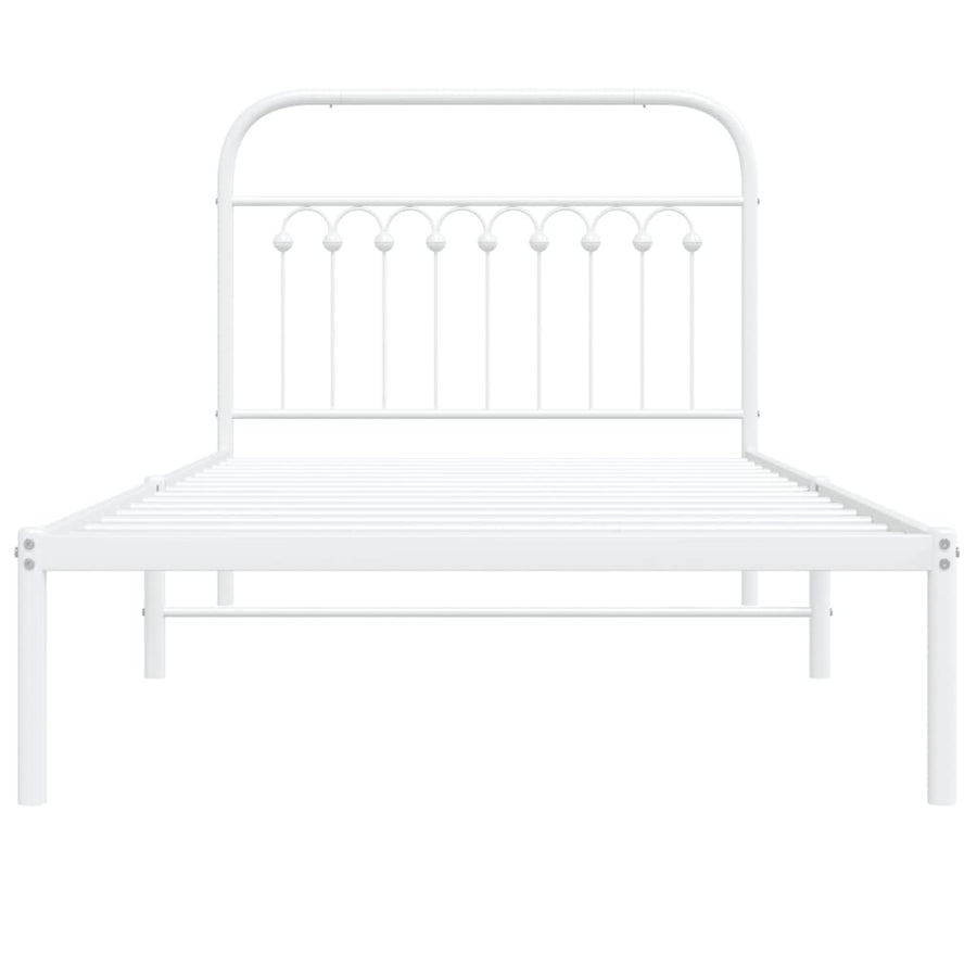 Bedframe met hoofdbord metaal wit 100x190 cm