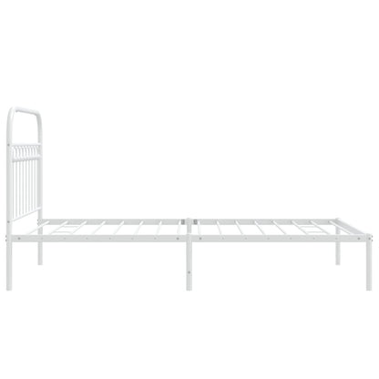 Bedframe met hoofdbord metaal wit 100x190 cm
