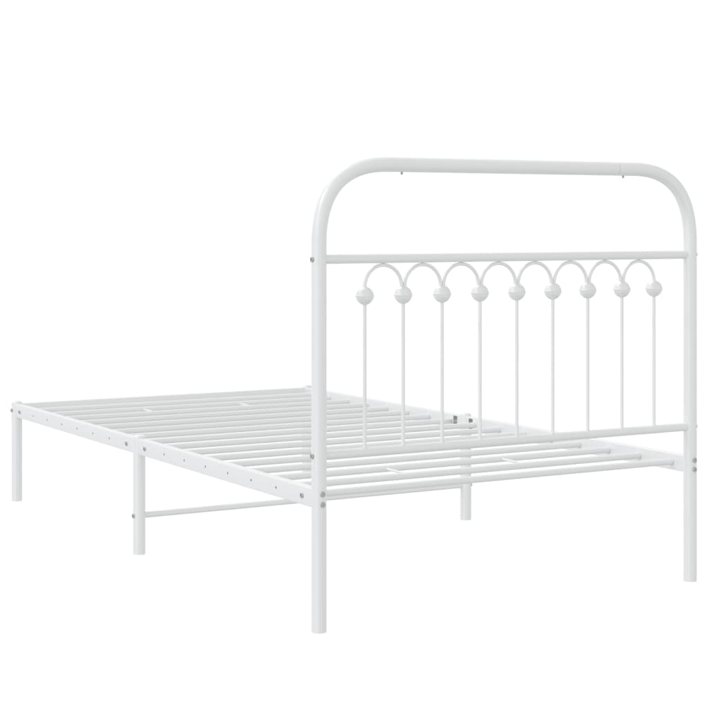 Bedframe met hoofdbord metaal wit 100x190 cm