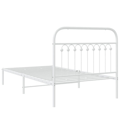 Bedframe met hoofdbord metaal wit 100x190 cm