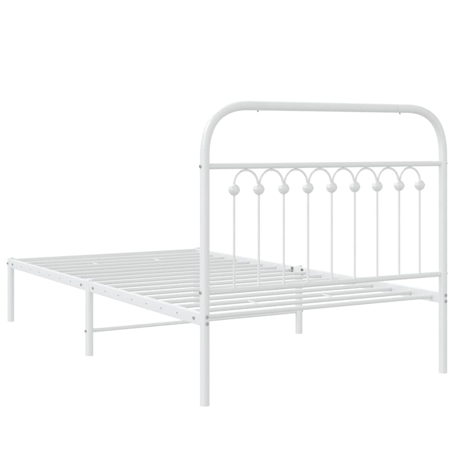 Bedframe met hoofdbord metaal wit 100x190 cm