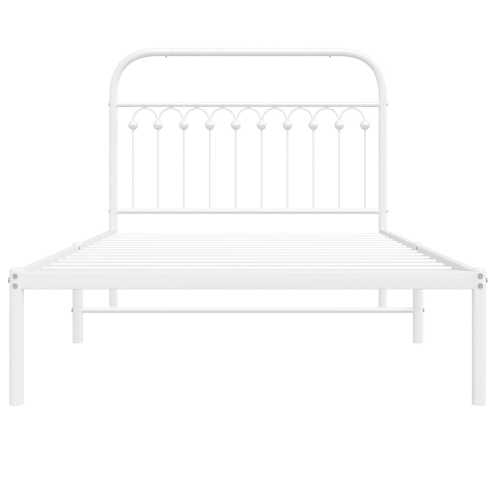 Bedframe met hoofdbord metaal wit 107x203 cm