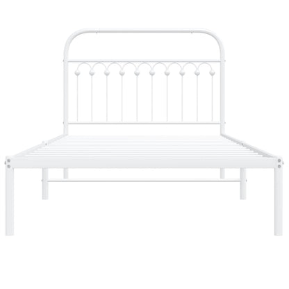 Bedframe met hoofdbord metaal wit 107x203 cm