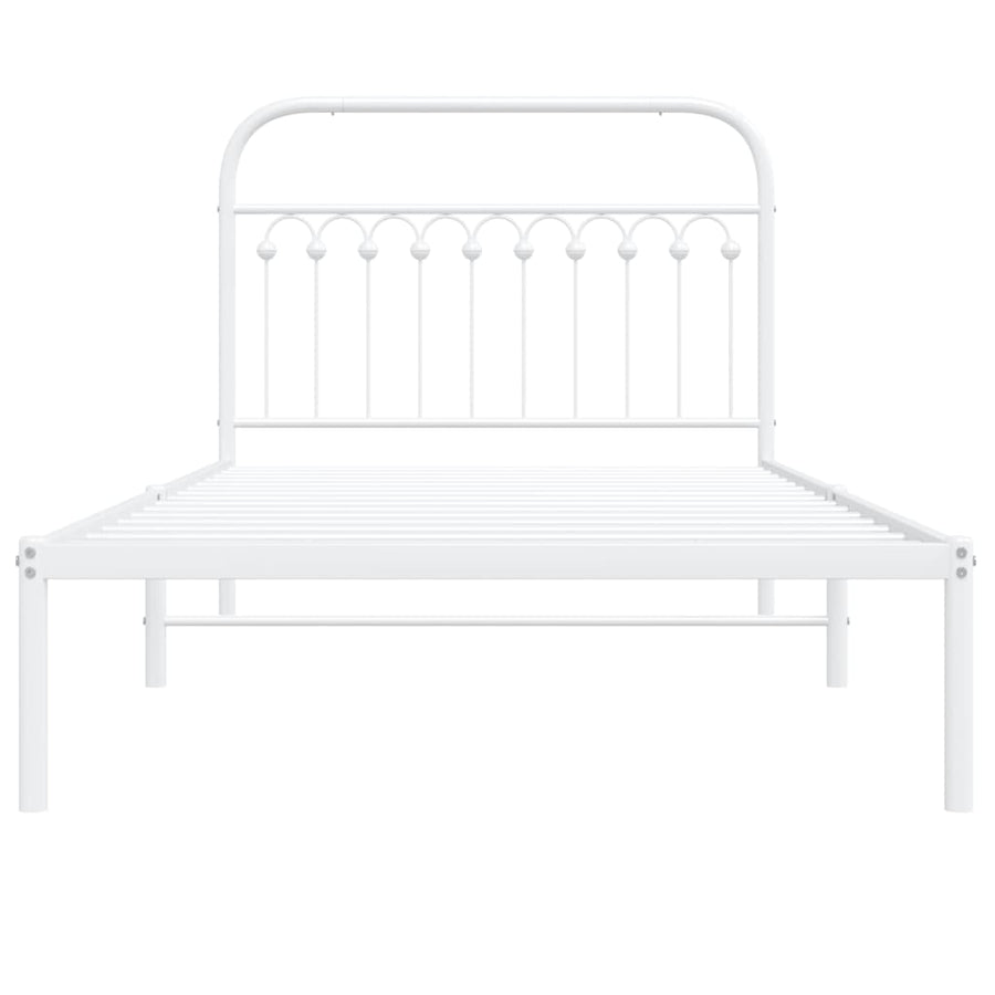 Bedframe met hoofdbord metaal wit 107x203 cm