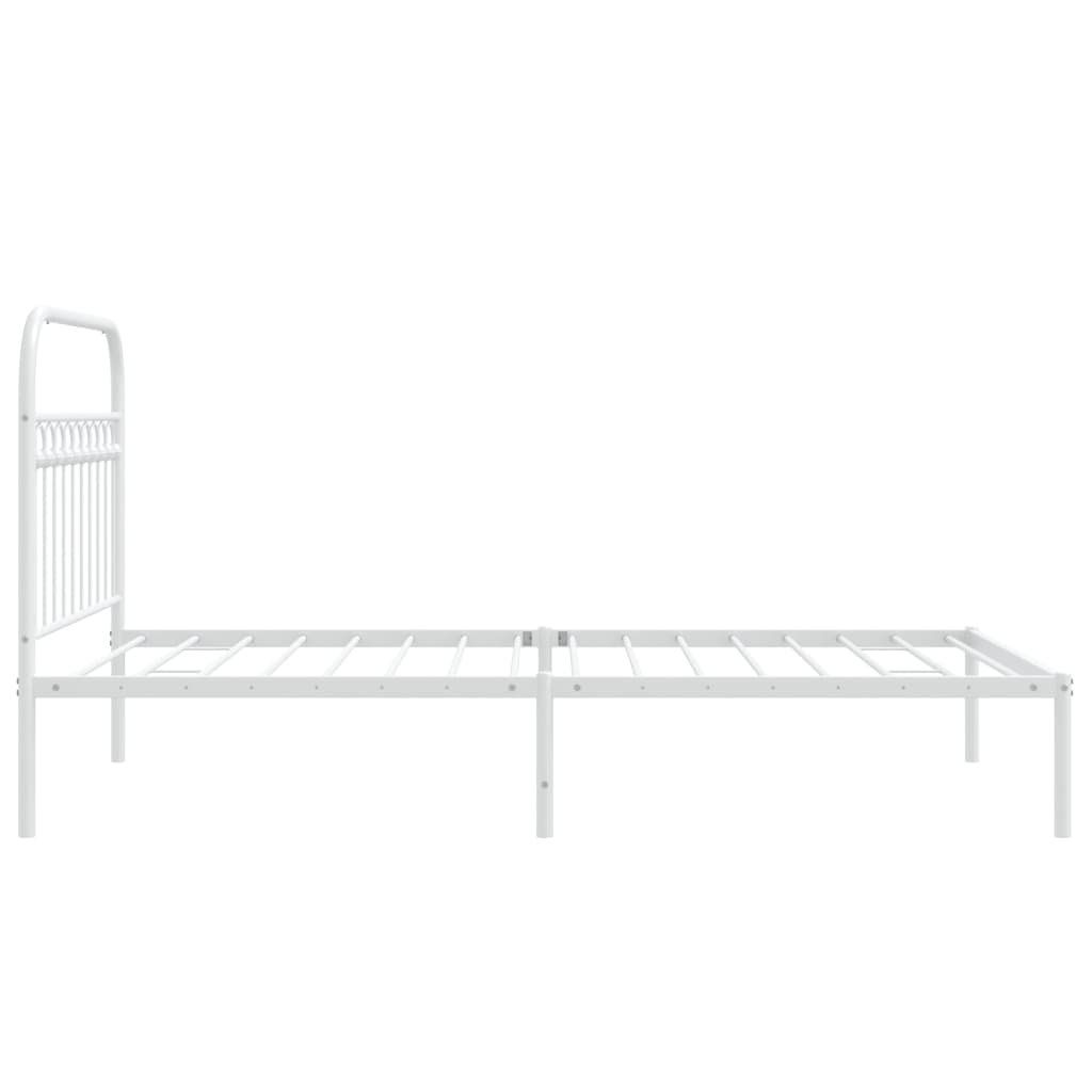 Bedframe met hoofdbord metaal wit 107x203 cm