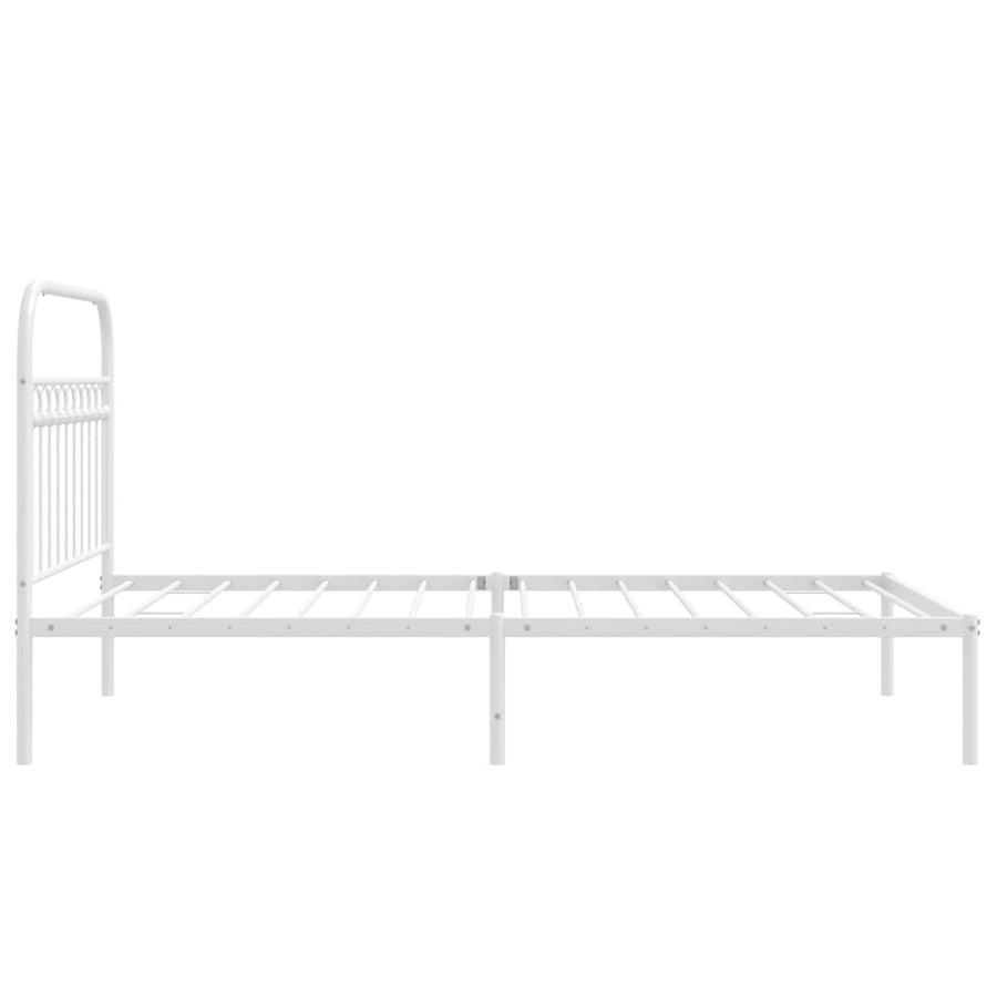 Bedframe met hoofdbord metaal wit 107x203 cm