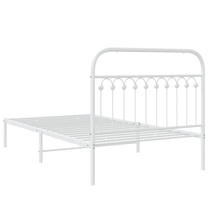 Bedframe met hoofdbord metaal wit 107x203 cm