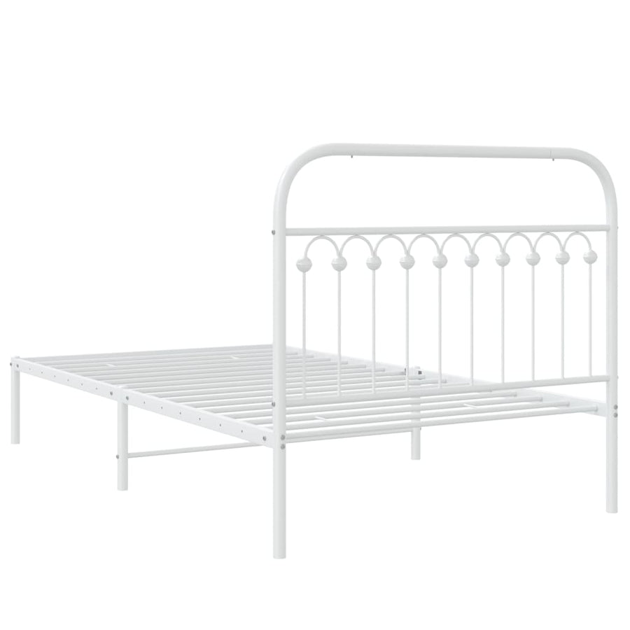 Bedframe met hoofdbord metaal wit 107x203 cm