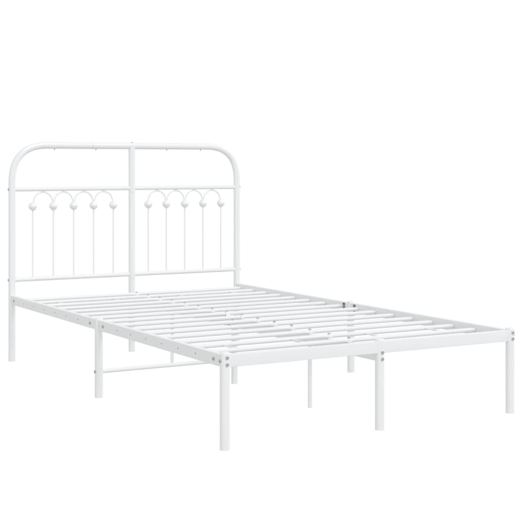 Bedframe met hoofdbord metaal wit 120x190 cm