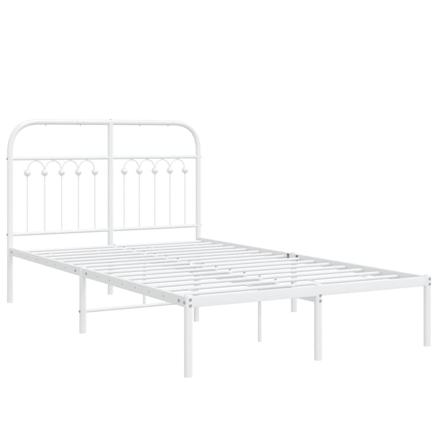 Bedframe met hoofdbord metaal wit 120x190 cm