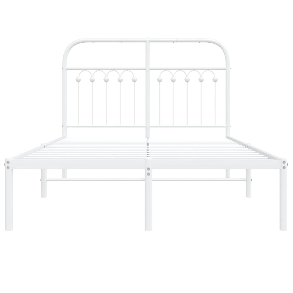 Bedframe met hoofdbord metaal wit 120x190 cm