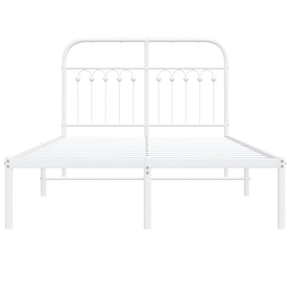 Bedframe met hoofdbord metaal wit 120x190 cm