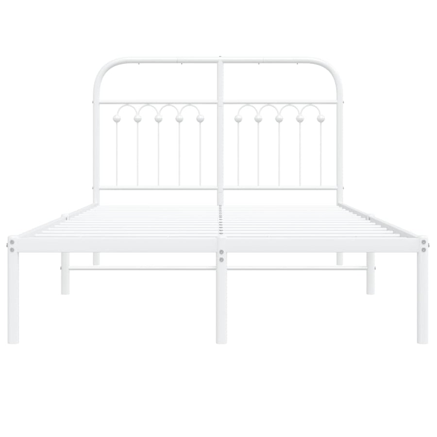Bedframe met hoofdbord metaal wit 120x190 cm