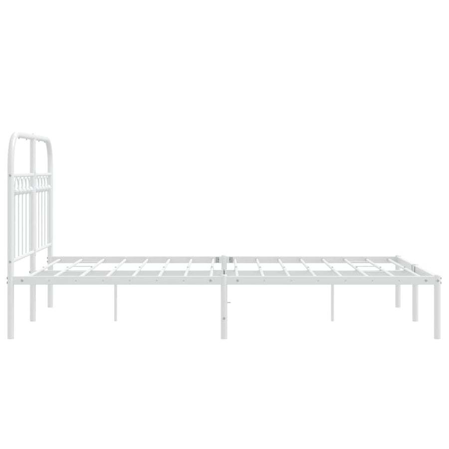 Bedframe met hoofdbord metaal wit 120x190 cm