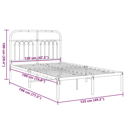 Bedframe met hoofdbord metaal wit 120x190 cm