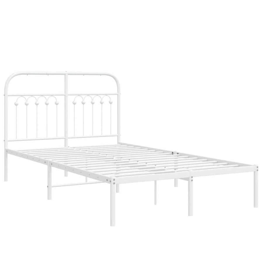Bedframe met hoofdbord metaal wit 120x200 cm