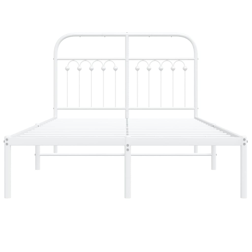 Bedframe met hoofdbord metaal wit 120x200 cm
