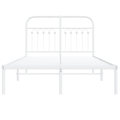 Bedframe met hoofdbord metaal wit 120x200 cm