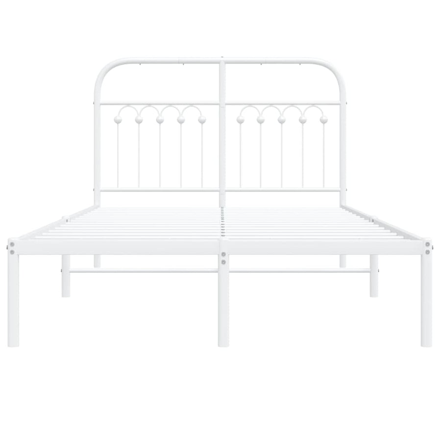 Bedframe met hoofdbord metaal wit 120x200 cm