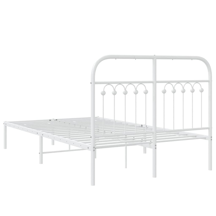 Bedframe met hoofdbord metaal wit 120x200 cm