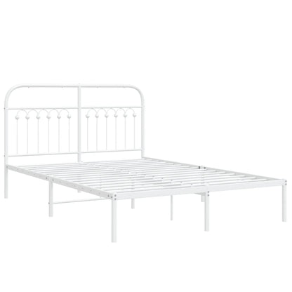 Bedframe met hoofdbord metaal wit 135x190 cm