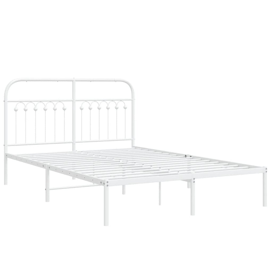 Bedframe met hoofdbord metaal wit 135x190 cm