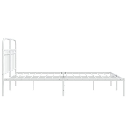 Bedframe met hoofdbord metaal wit 135x190 cm
