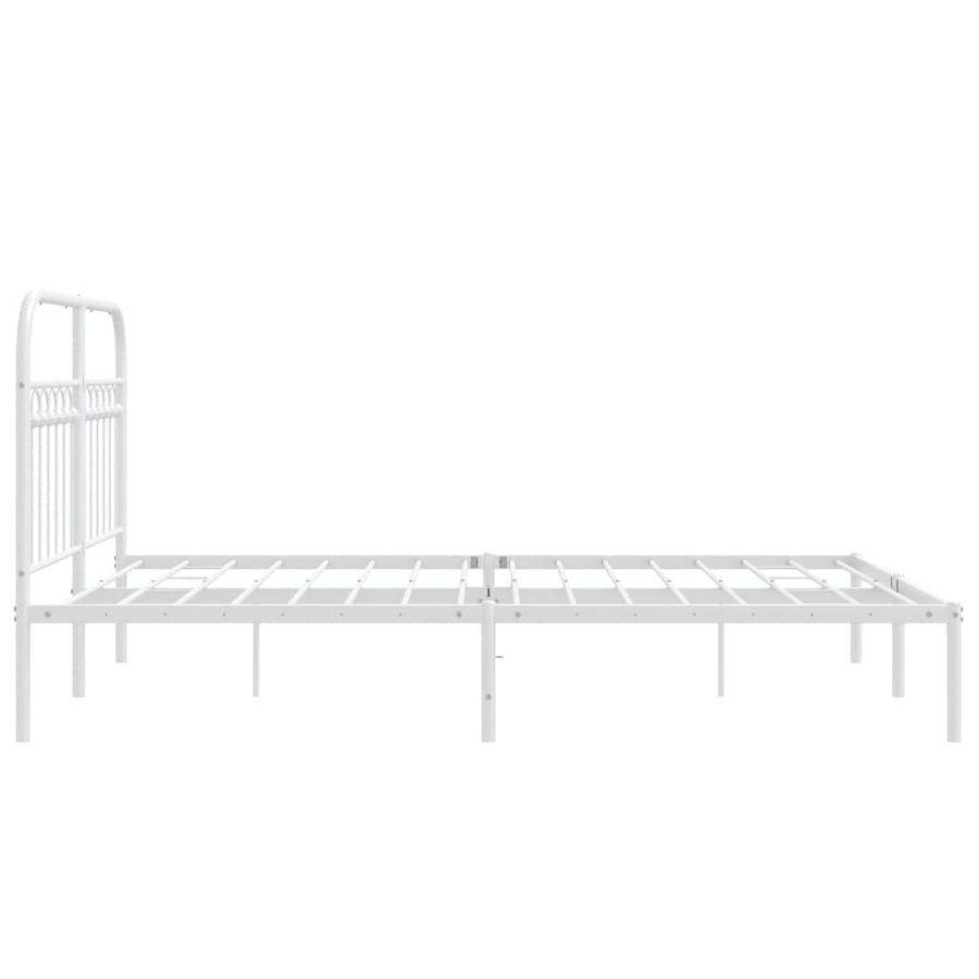 Bedframe met hoofdbord metaal wit 135x190 cm