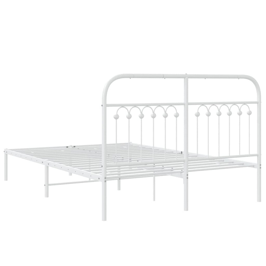 Bedframe met hoofdbord metaal wit 135x190 cm