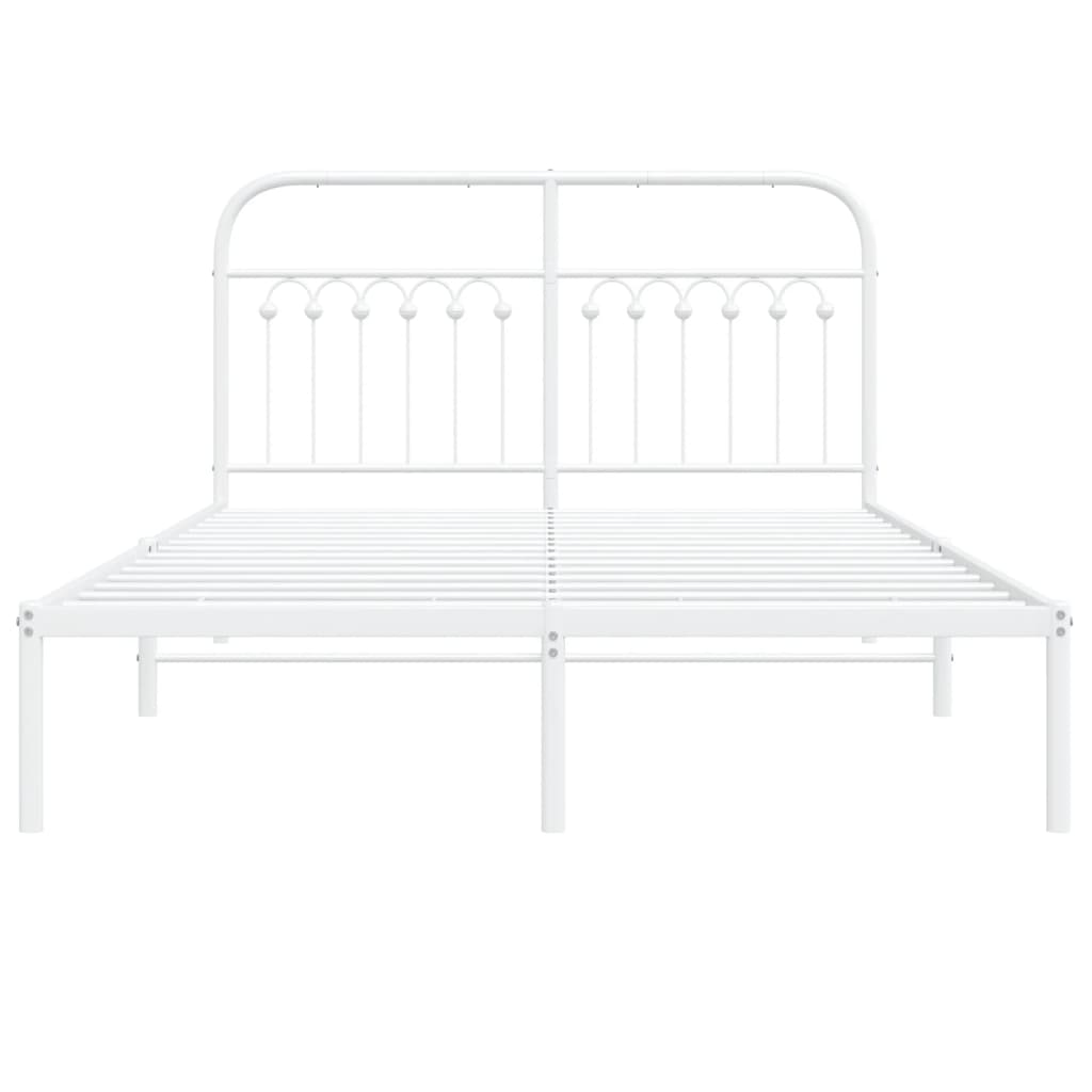 Bedframe met hoofdbord metaal wit 140x190 cm