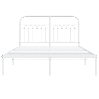 Bedframe met hoofdbord metaal wit 140x190 cm