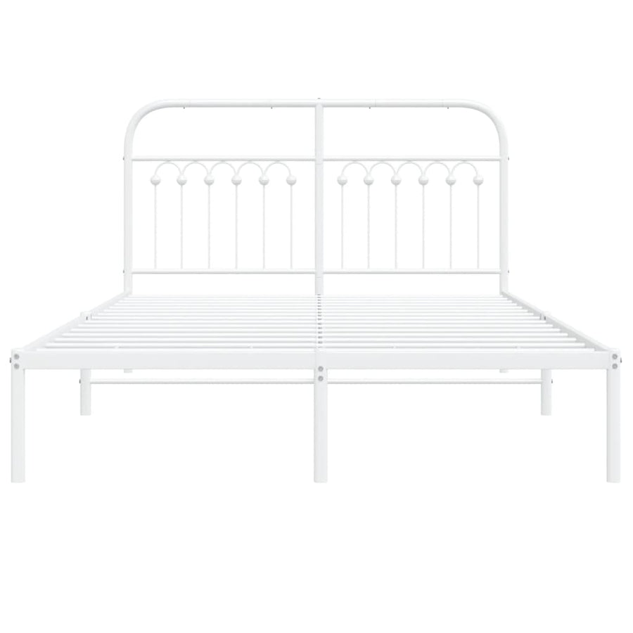 Bedframe met hoofdbord metaal wit 140x190 cm