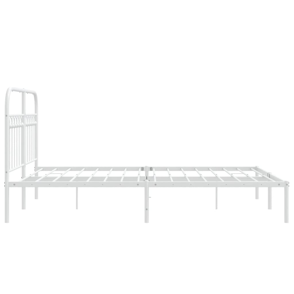 Bedframe met hoofdbord metaal wit 140x190 cm